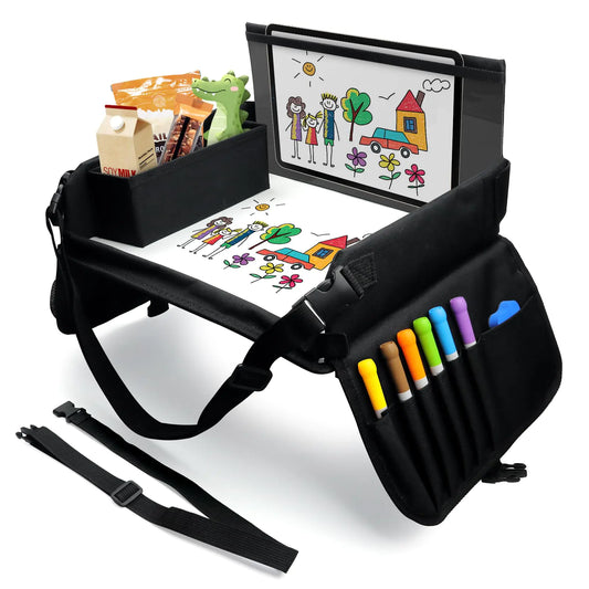 Toddler Car Seat Travel Tray (Black, Airplane-Compatible)