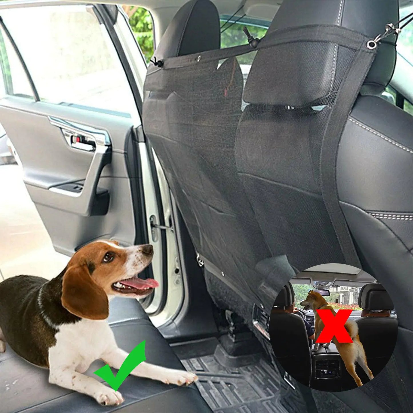 Large Car Pet Net Barrier (45"×24", SUV/Pickup-Compatible)