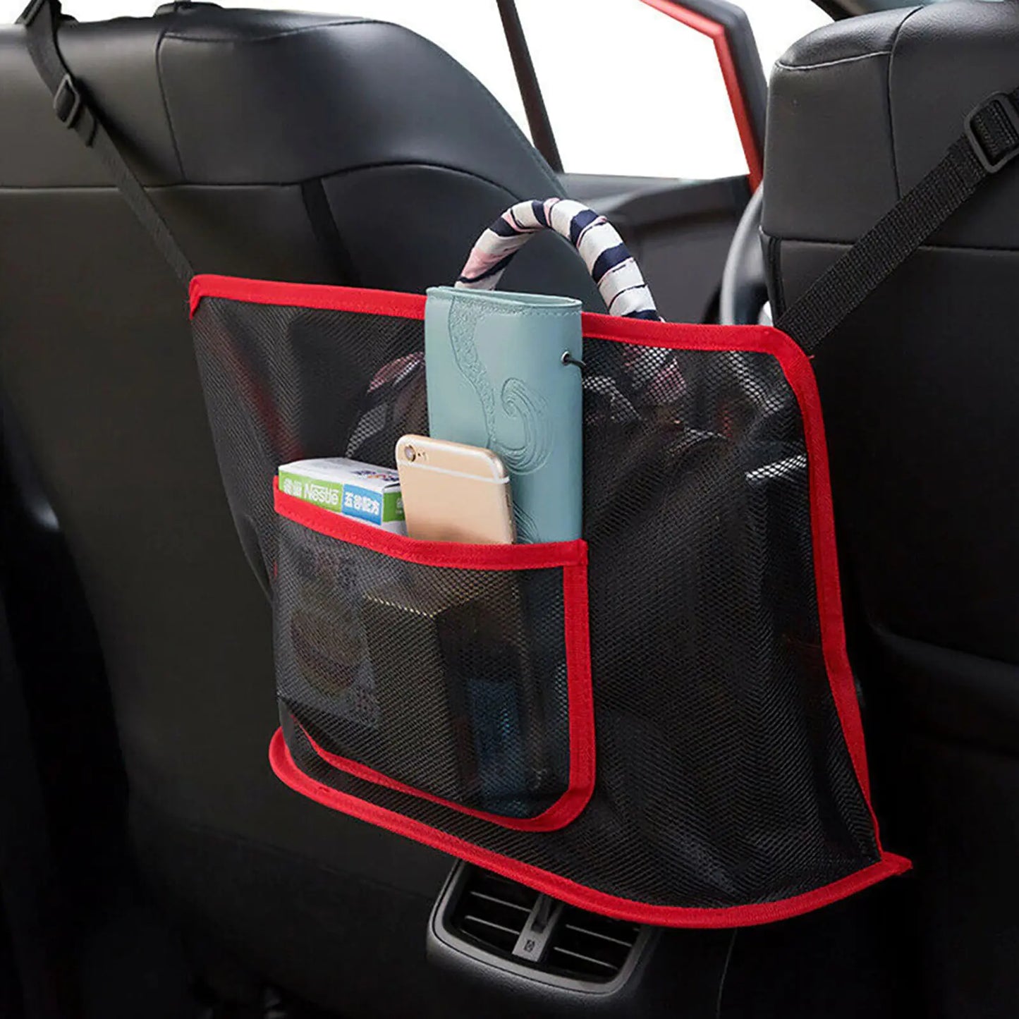 2-Pack Red Car Seat Mesh Pocket (Pet/Child Barrier)2-Pack Red Car Seat Mesh Pocket (Pet/Child Barrier)