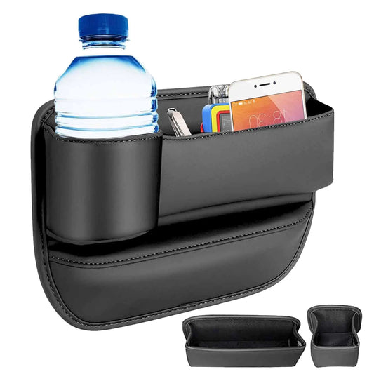 Leather Car Seat Gap Organizer (W/ Removable Cup Holder)