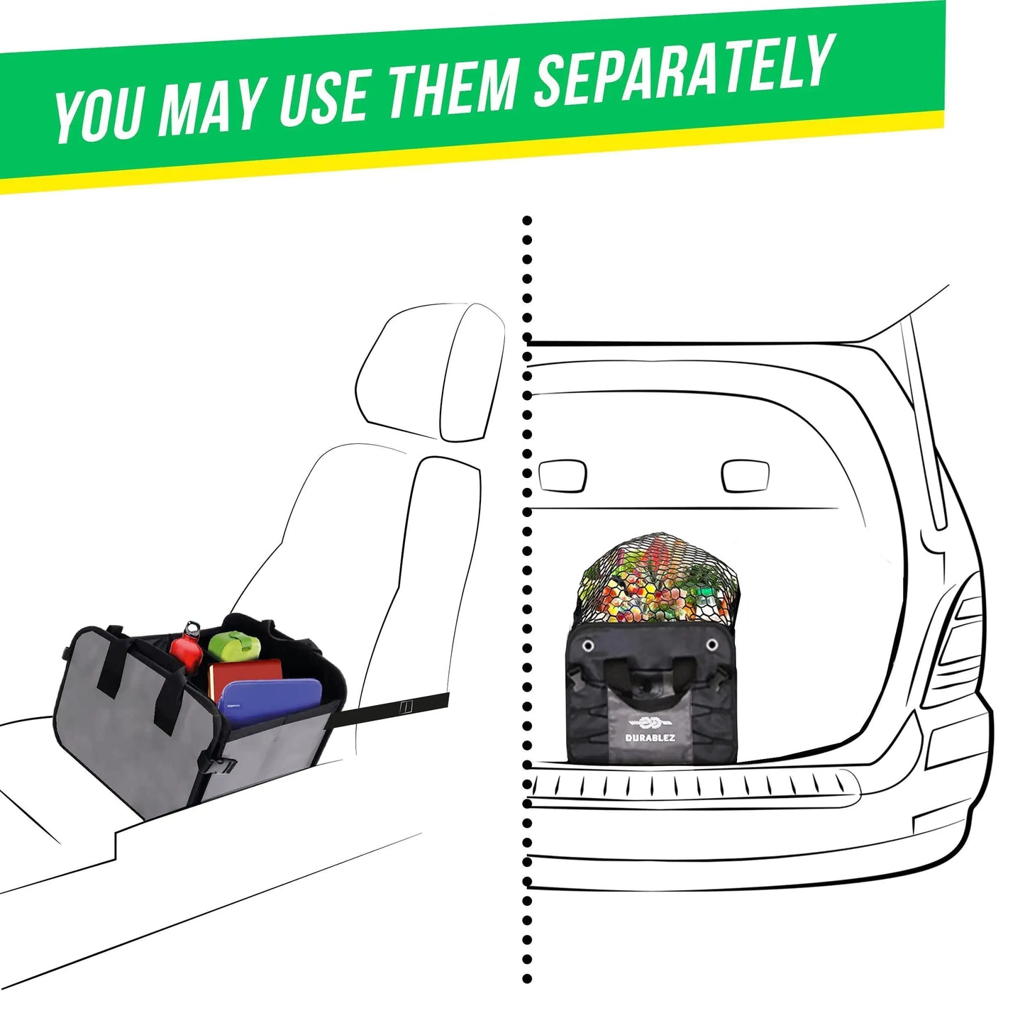 3-Compartment Separable Collapsible Car Trunk Organizer (For SUVs/Minivans)