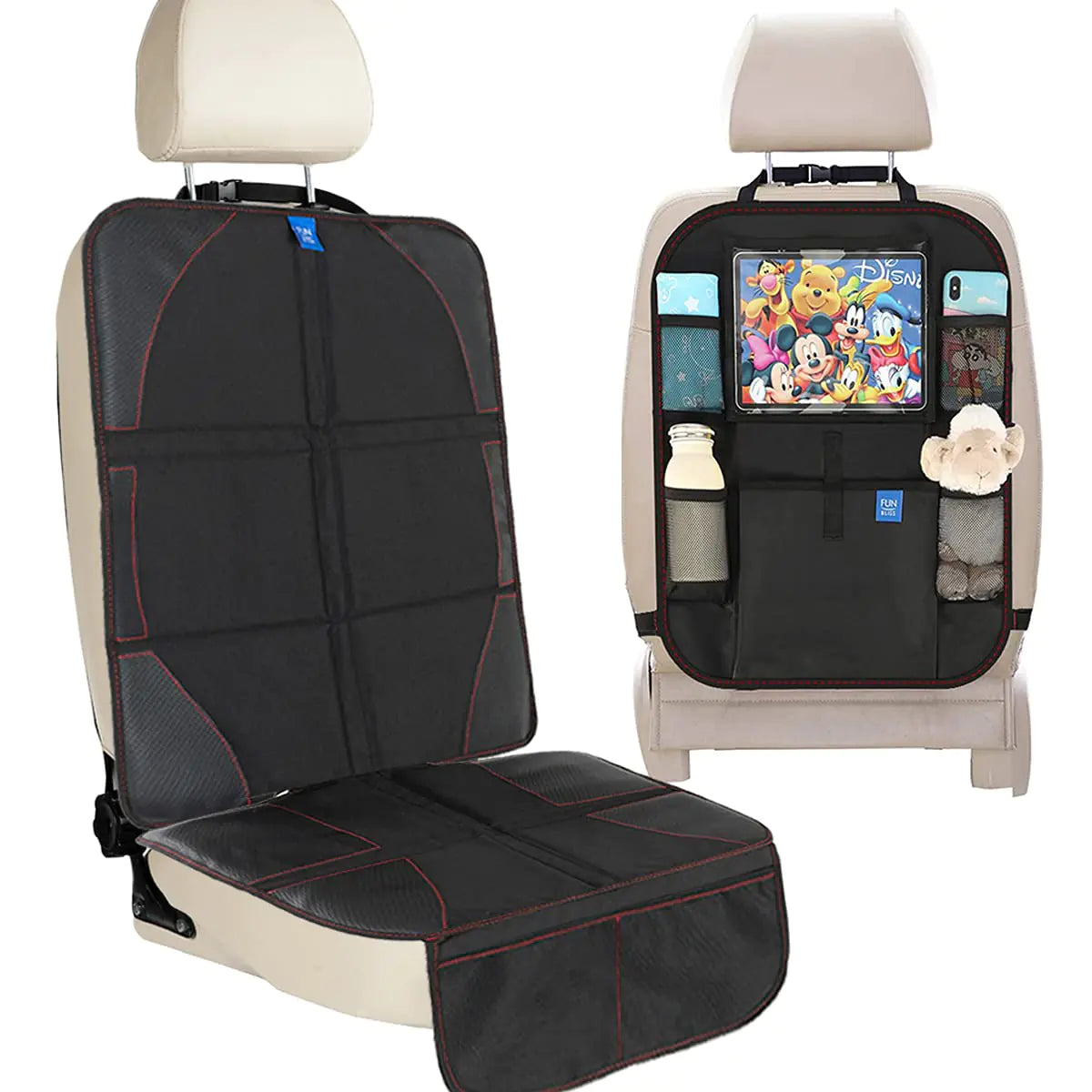 XL Car Seat Protector & Kick Mat Organizer (Black)